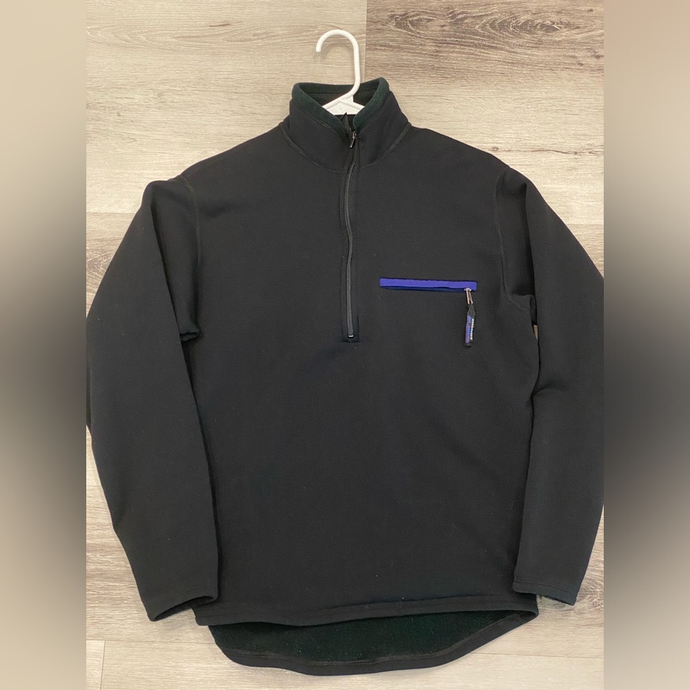 Vintage PATAGONIA Fleece Lined Half-Zip Base Layer / Sweater Size: M Color: Blk